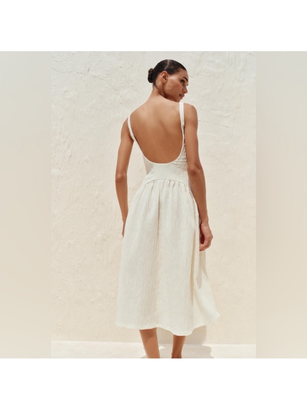 Zara Women’s Cream Midi Sundress with Scoop Back